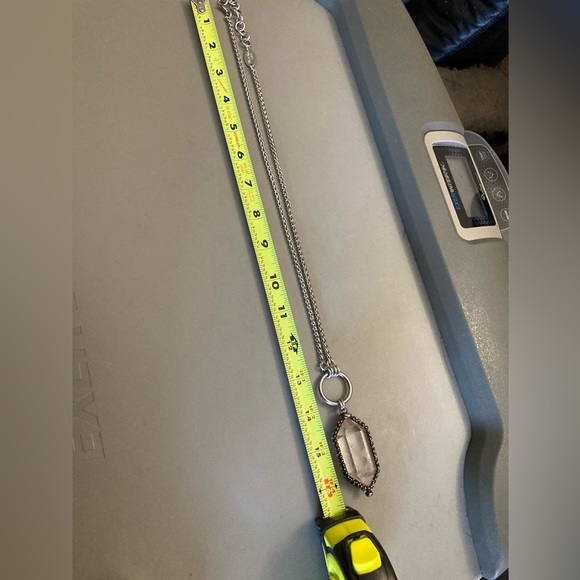 LONG chain BIG 2.5 inch Crystal quartz black electroplated boho goth necklace - Picture 14 of 15